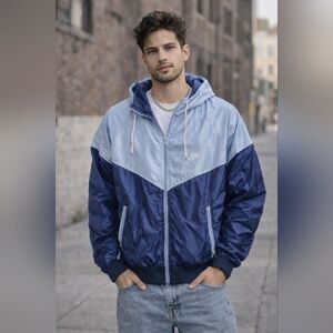 Vintage 80's Nike Blue Label Hooded Windbreaker Spacesuit Track Jacket, Medium